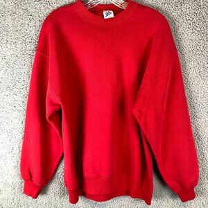 Vtg Red Jerzees Super Sweats Crewneck Sweatshirt Size Large Blank Made in U.S.A